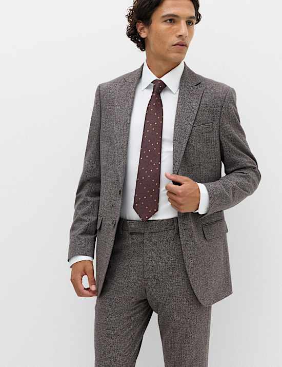 Tailored Fit Micro Check Suit Trousers