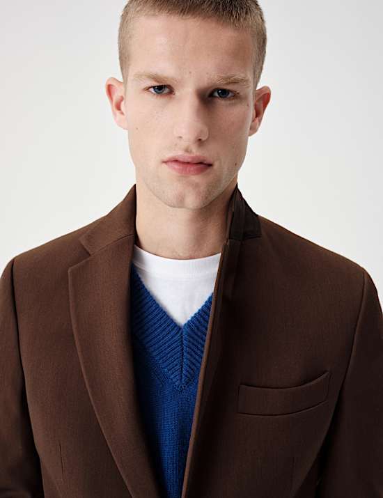 Twill Textured Stretch Suit Jacket
