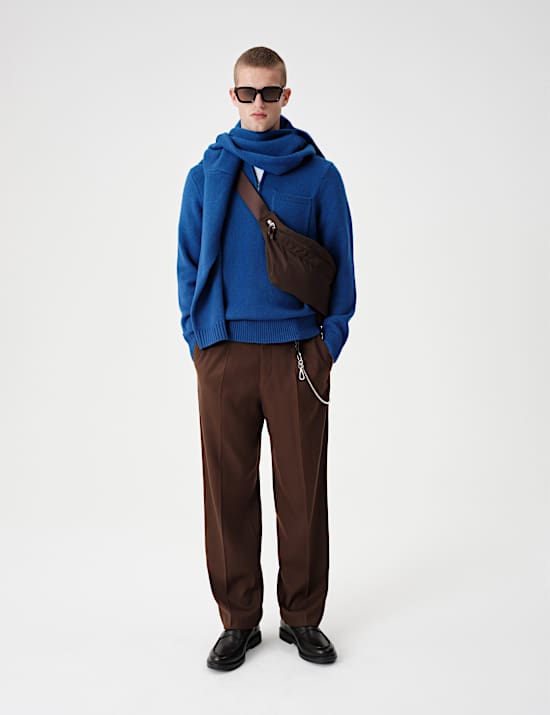 Regular Fit Twill Stretch Suit Trousers