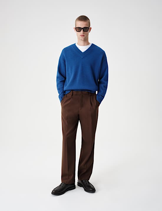 Regular Fit Twill Stretch Suit Trousers