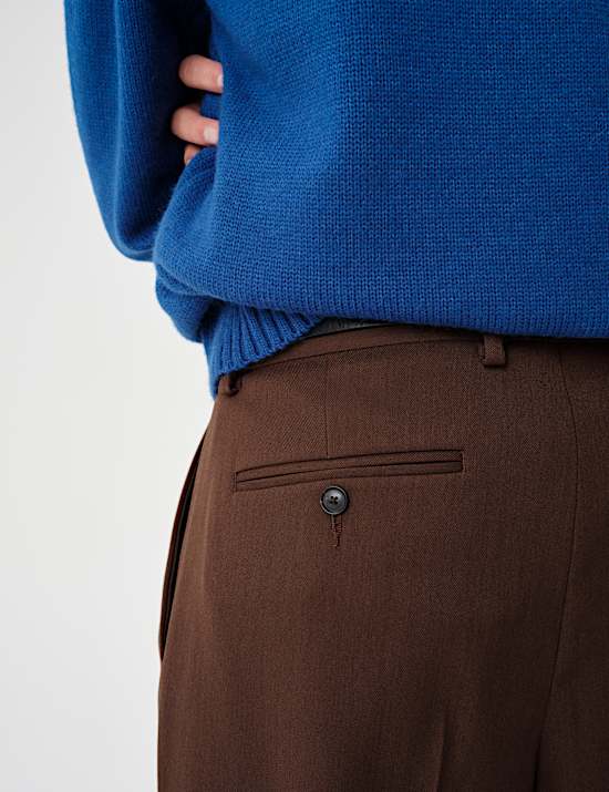 Regular Fit Twill Stretch Suit Trousers