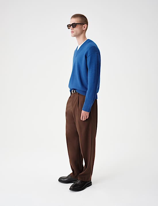 Regular Fit Twill Stretch Suit Trousers