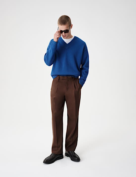 Regular Fit Twill Stretch Suit Trousers