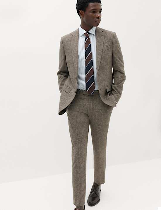 Slim Fit Striped Suit Trousers