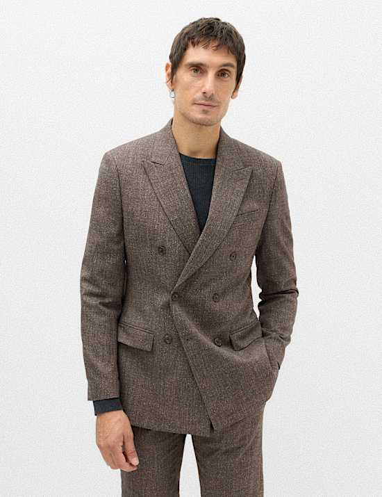 Tailored Fit Textured Stretch Suit Jacket