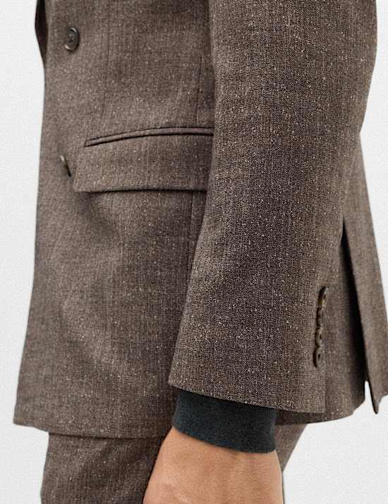 Tailored Fit Textured Stretch Suit Jacket