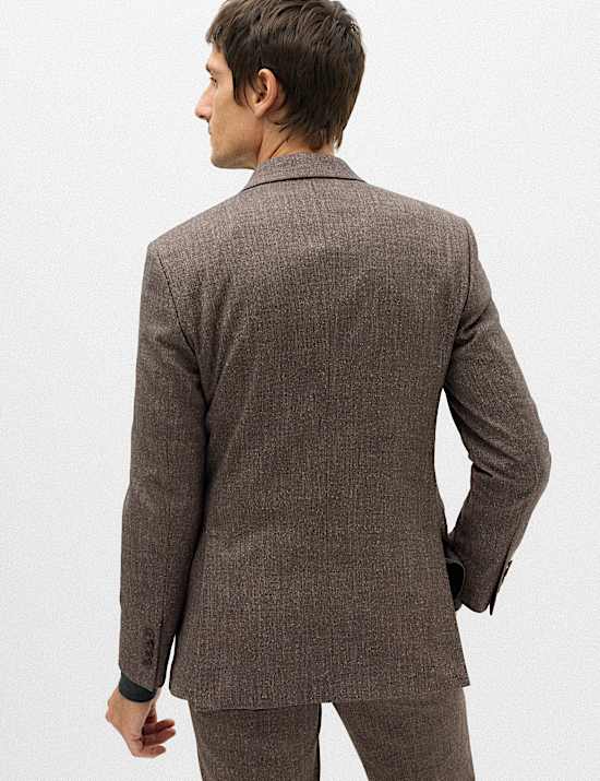 Tailored Fit Textured Stretch Suit Jacket