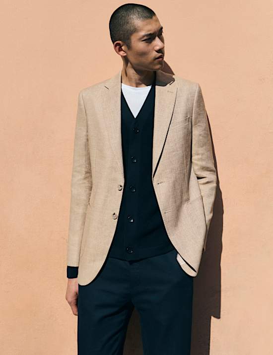 Tailored Fit Italian Linen Blend Twill Blazer