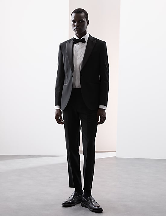 Tailored Fit Wool Blend Tuxedo Trousers