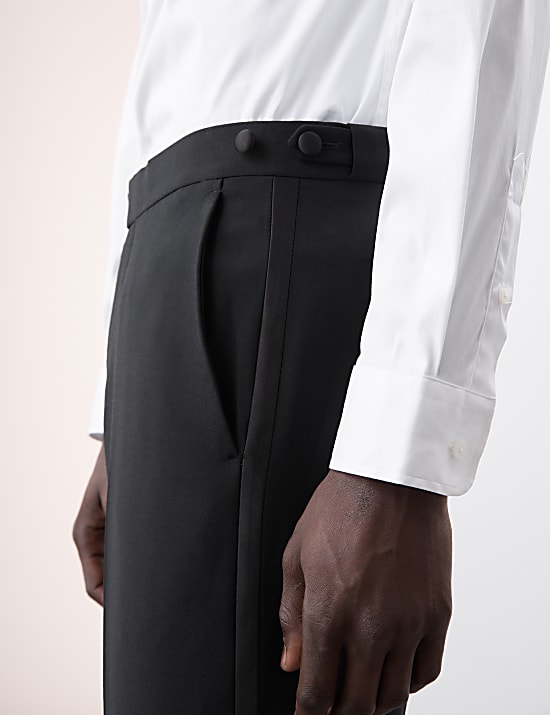 Tailored Fit Wool Blend Tuxedo Trousers