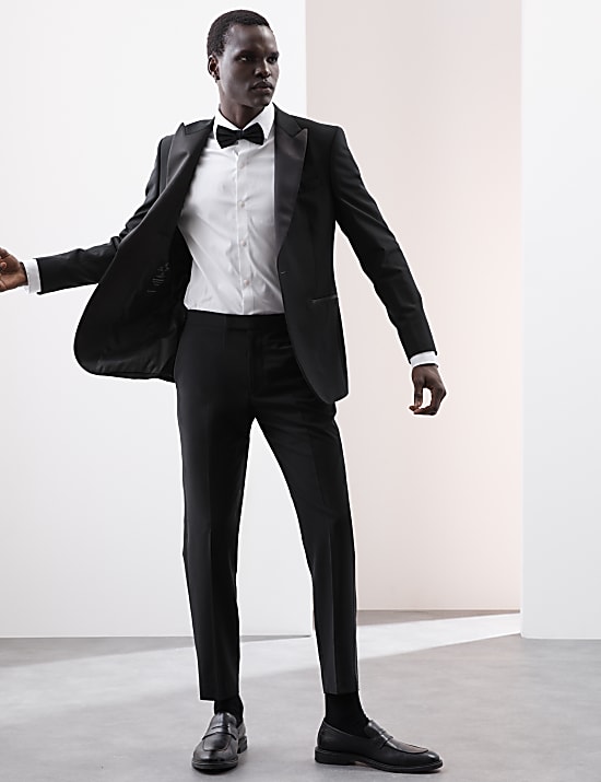 Tailored Fit Wool Blend Tuxedo Trousers