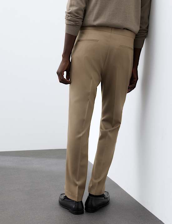 Wool Rich Sateen Tuxedo Trousers with Stretch