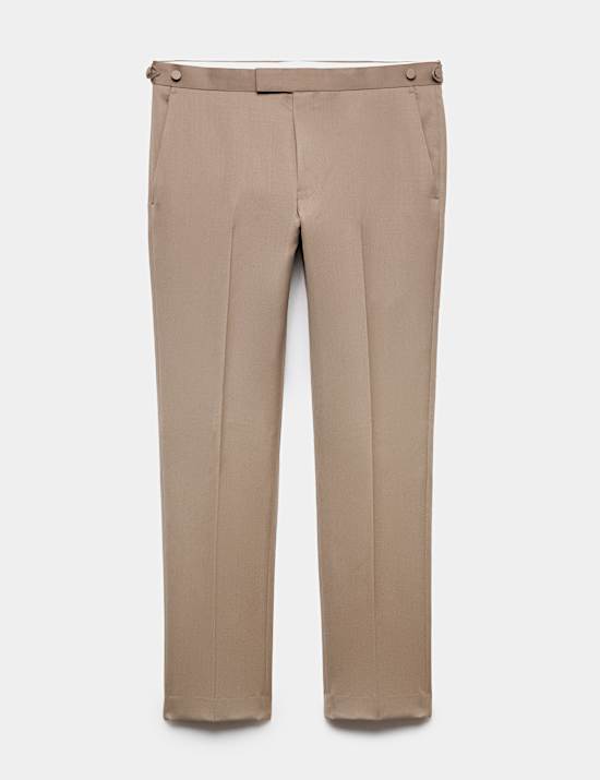 Wool Rich Sateen Tuxedo Trousers with Stretch