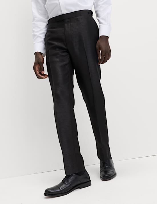 Pantalon de smoking coupe ajustée à texture brillante