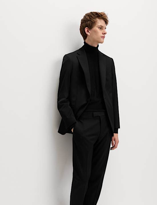 Tailored Fit Sateen Stretch Tuxedo Jacket