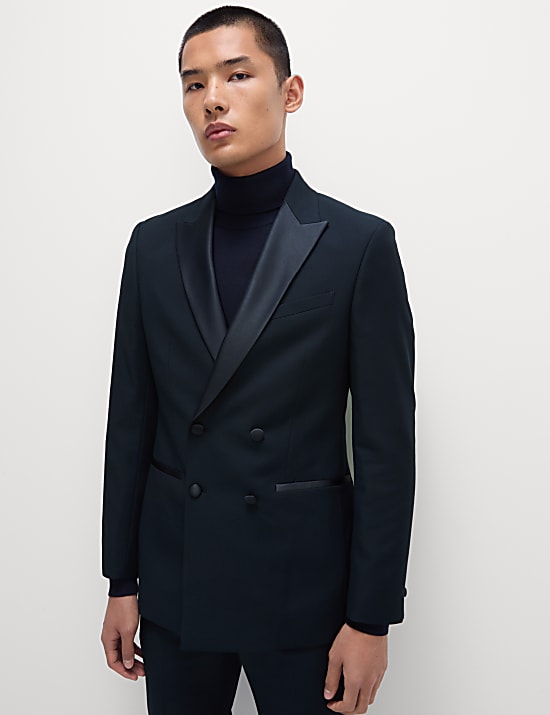 Slim Fit Double Breasted Tuxedo Jacket
