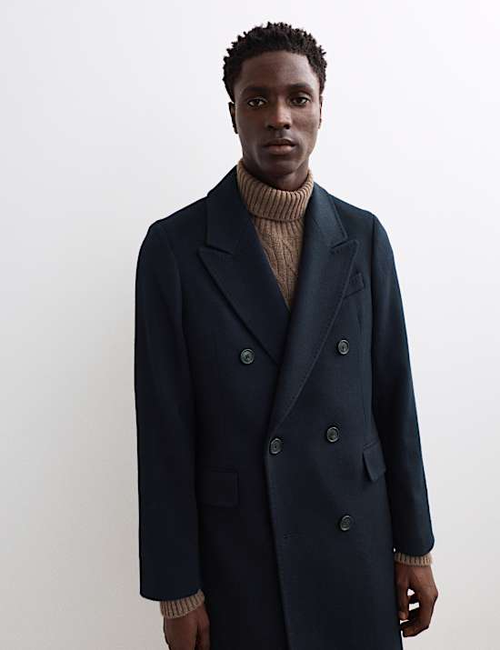 Manteau en mélange de cachemire et laine italienne à revers