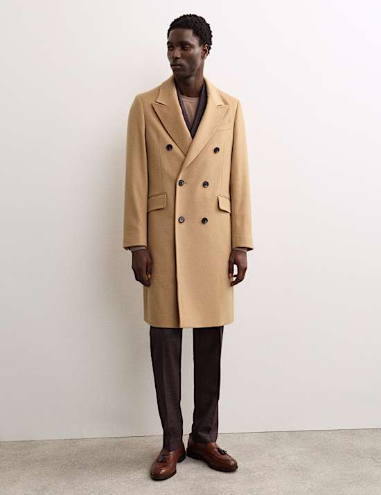 Manteau en mélange de cachemire et laine italienne à revers