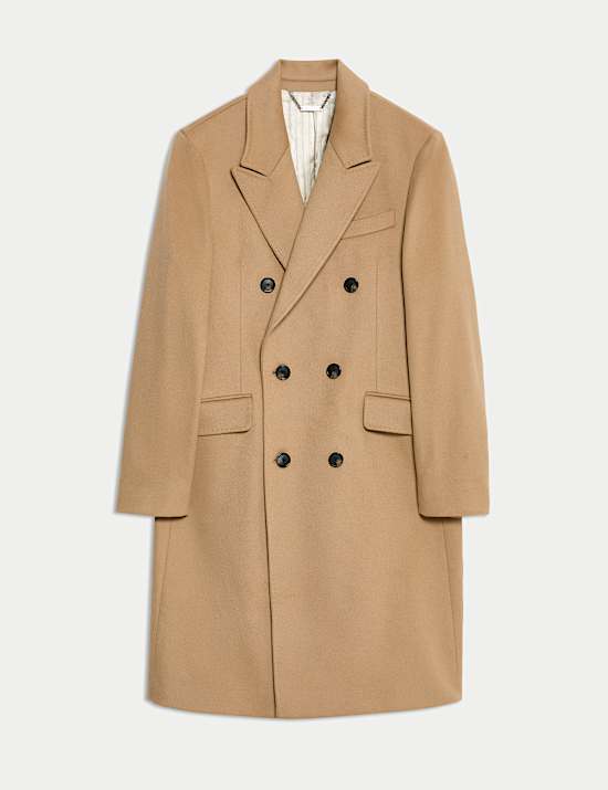 Manteau en mélange de cachemire et laine italienne à revers