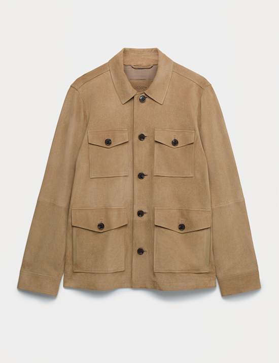 Chaqueta con 4 bolsillos de ante