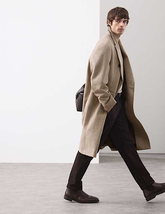 Wool Blend Long Haired Revere Coat