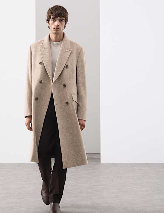 Wool Blend Long Haired Revere Coat