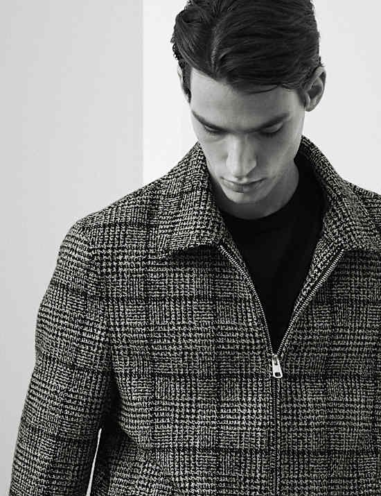 Wool Blend Harrington Jacket