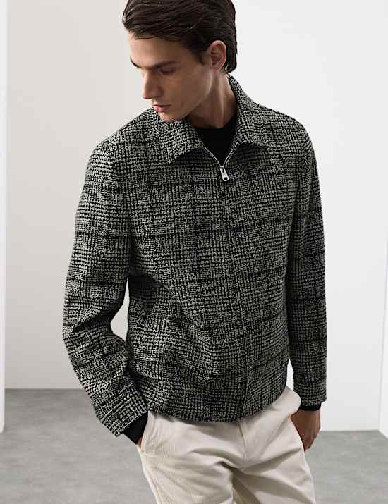 Wool Blend Harrington Jacket