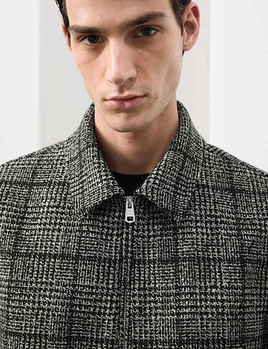 Wool Blend Harrington Jacket