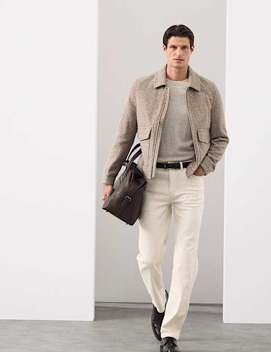 Harrington-Jacke aus Wollmischgewebe mit durchgehendem Reißverschluss