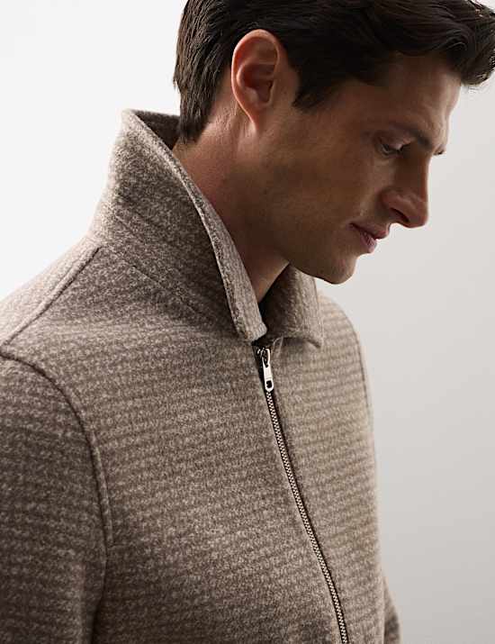 Harrington-Jacke aus Wollmischgewebe mit durchgehendem Reißverschluss