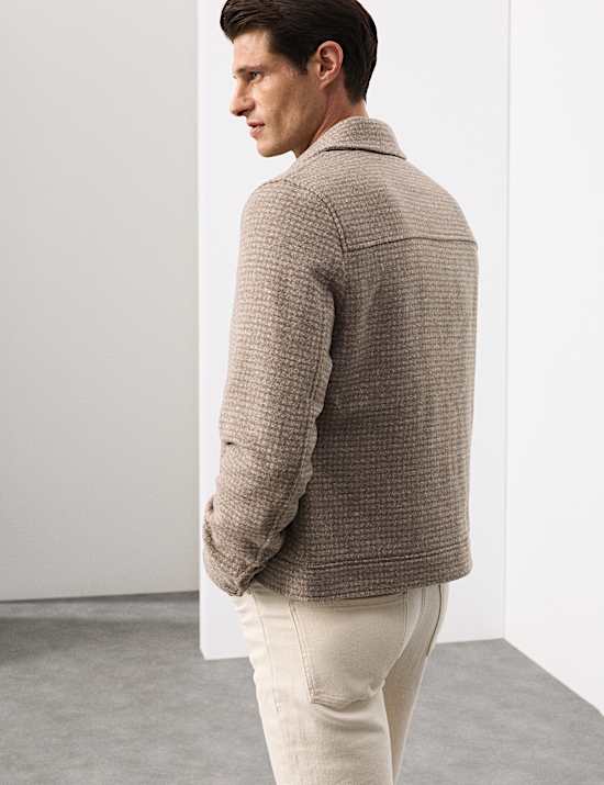 Harrington-Jacke aus Wollmischgewebe mit durchgehendem Reißverschluss