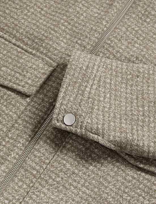 Harrington-Jacke aus Wollmischgewebe mit durchgehendem Reißverschluss