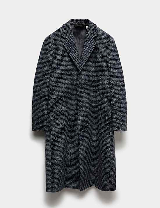 Wool Blend Houndstooth Overcoat
