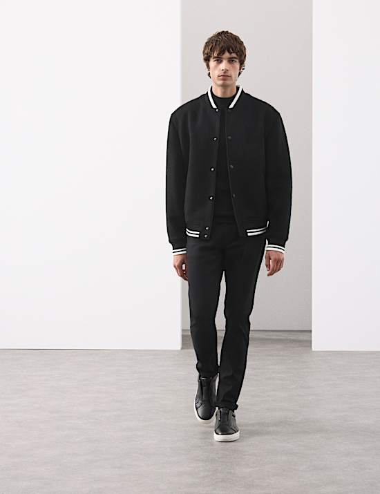 Wool Blend Varsity Bomber Jacket