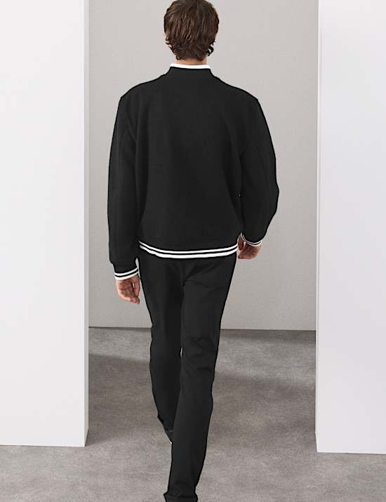 Wool Blend Varsity Bomber Jacket