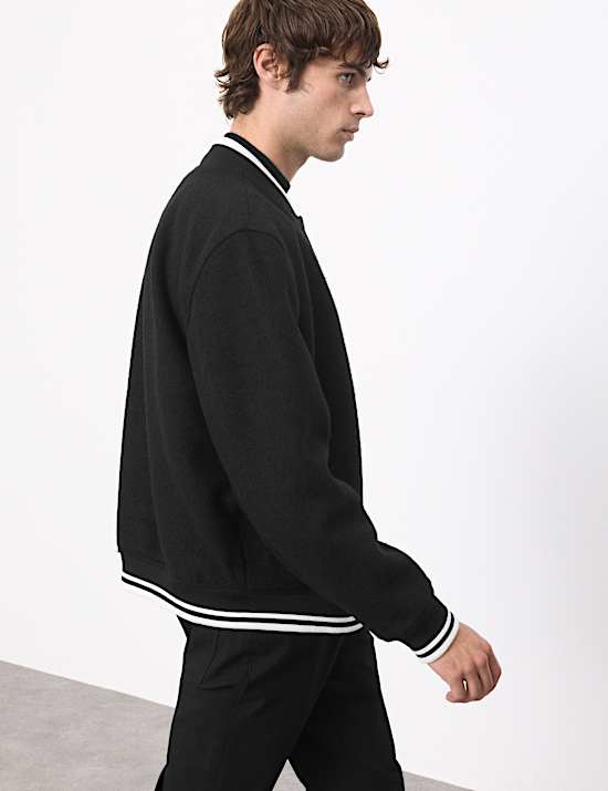 Wool Blend Varsity Bomber Jacket