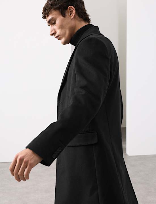 Wool Blend Revere Coat with Cashmere