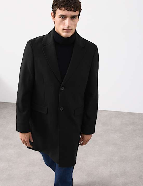 Wool Blend Revere Coat with Cashmere