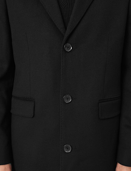 Wool Blend Revere Coat with Cashmere
