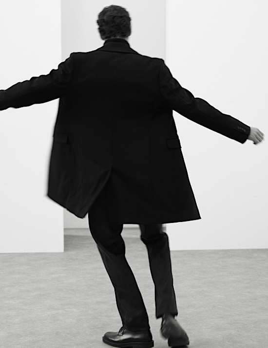 Wool Blend Revere Coat with Cashmere