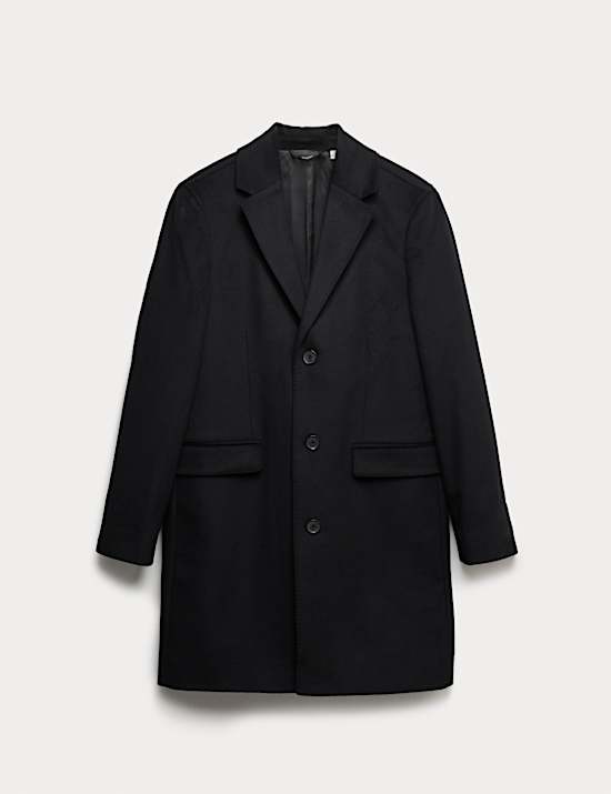 Wool Blend Revere Coat with Cashmere