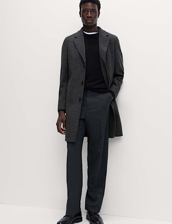 Overjas met platte kraag