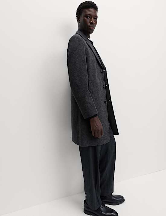 Overjas met platte kraag