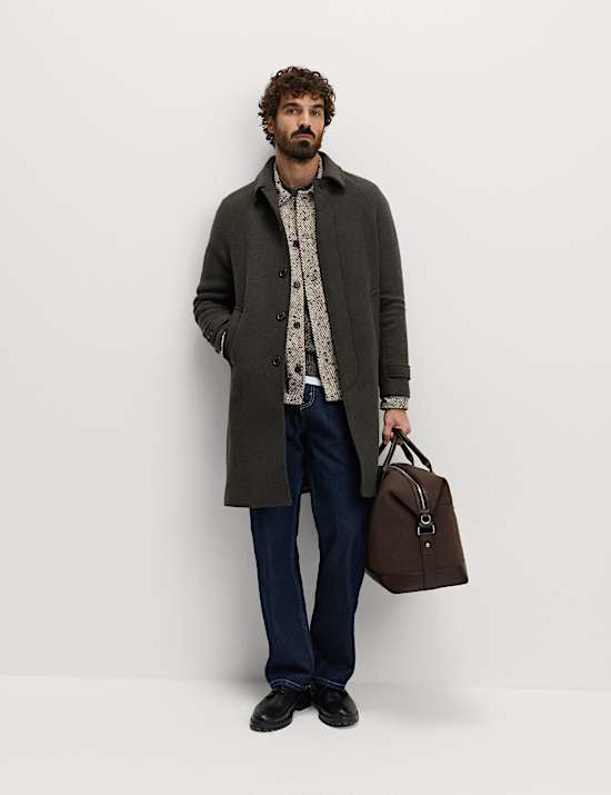 Textured Car Coat with Wool