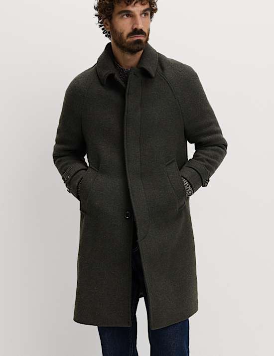 Textured Car Coat with Wool