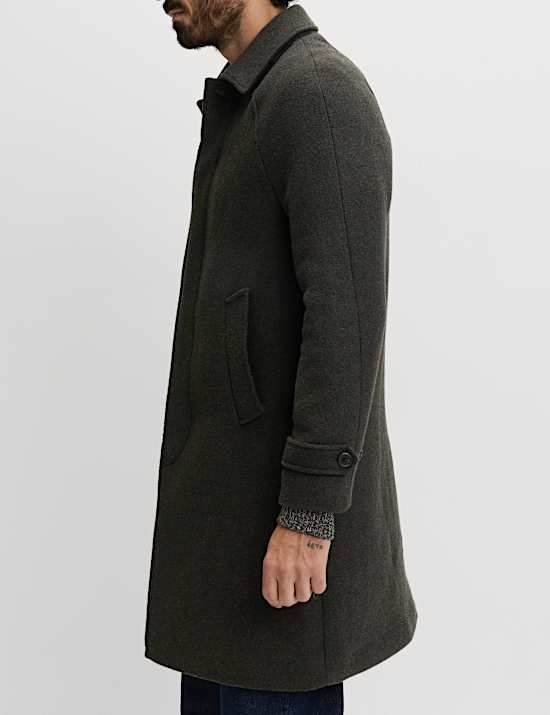 Textured Car Coat with Wool