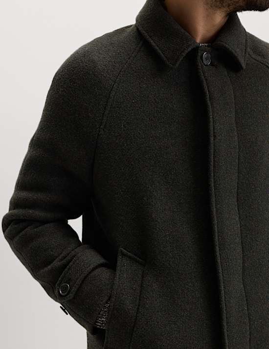 Textured Car Coat with Wool
