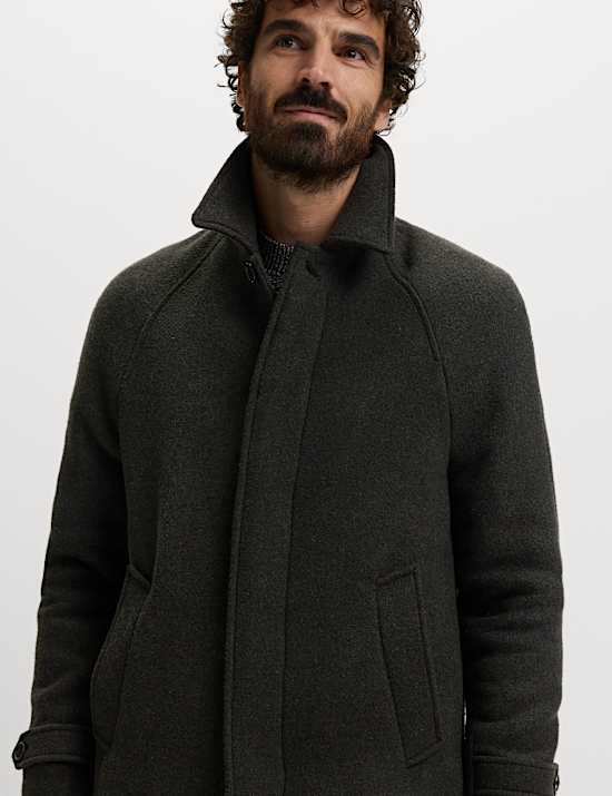 Textured Car Coat with Wool