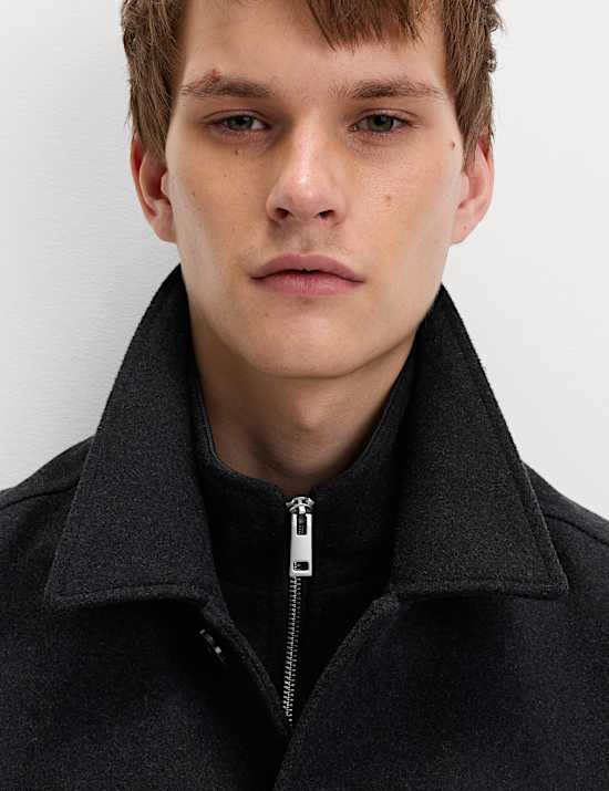 Wool Blend Double Collar Overcoat